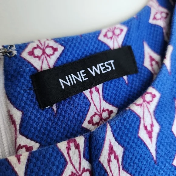 Nine West Womens Multicolor Keyhole V-Neck Floral Short A-Line Dress Size 12 - Picture 8 of 14